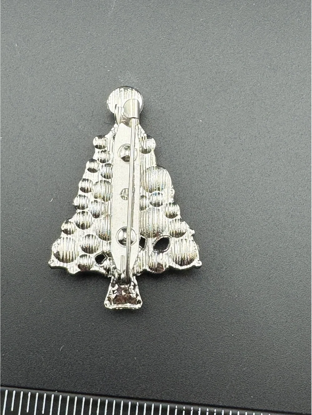 Christmas Tree Brooch White Pearl and Iridescent Crystal Top